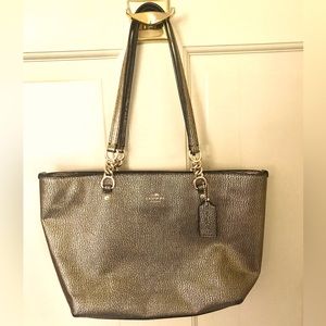 Coach Black & Gold Sophia Leather Tote 👜